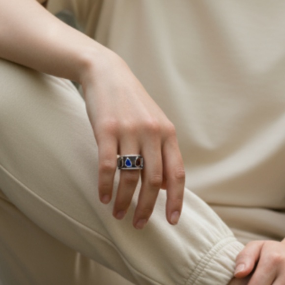 Modernist H. Fred Skaggs MCM Sterling Silver Signed Ring Multi Tourmaline Size 7 - Picture 12 of 15